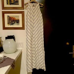 J.Crew white linen with baby blue stripe